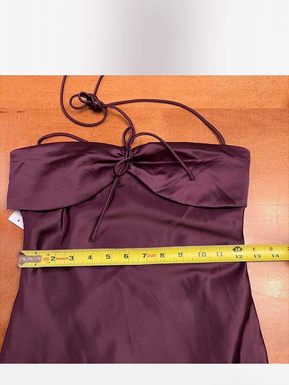 Satin Strapless Maxi Dress in Deep Plum - Picture 4 of 8